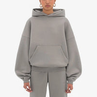 Women’s Oversized Heavyweight Hoodie – Drop Shoulder Fleece - GRAY