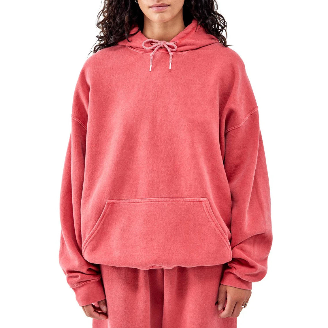 Women’s Oversized Acid Wash Hoodie – Vintage Drop Shoulder - BEIGE