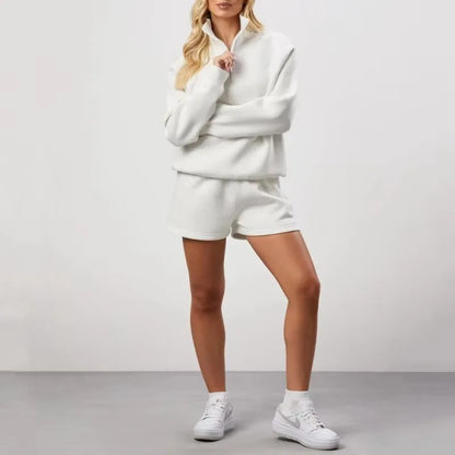 Women’s Quarter Zip Sweatshirt – Oversized Fleece Pullover - LIGHT GRAY