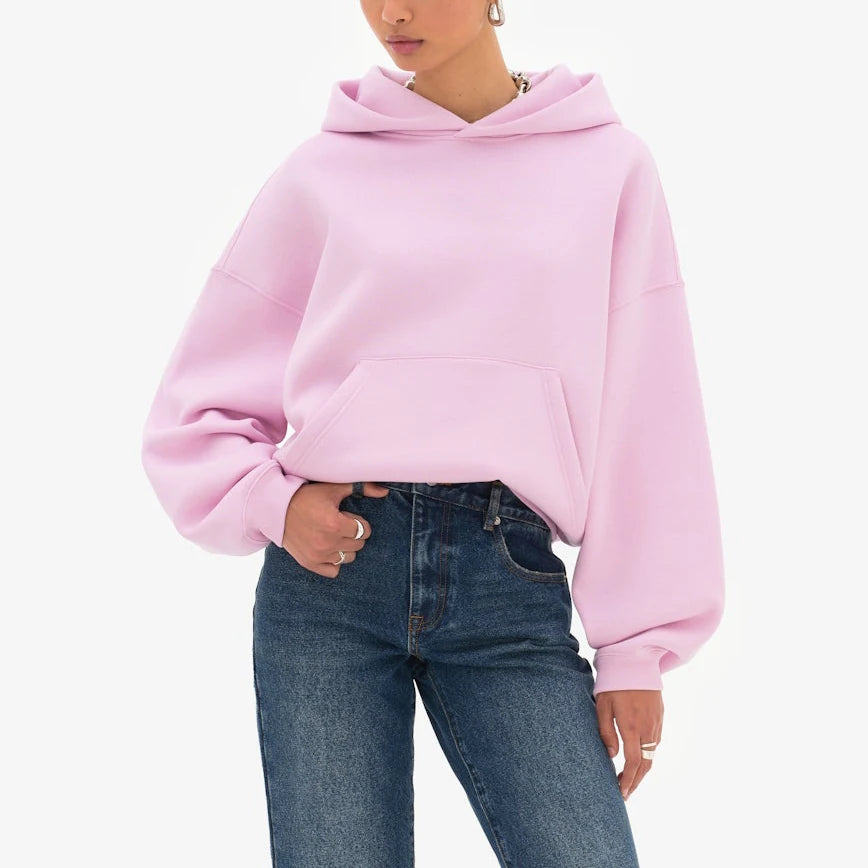 Women’s Oversized Heavyweight Hoodie – Drop Shoulder Fleece - BEIGE