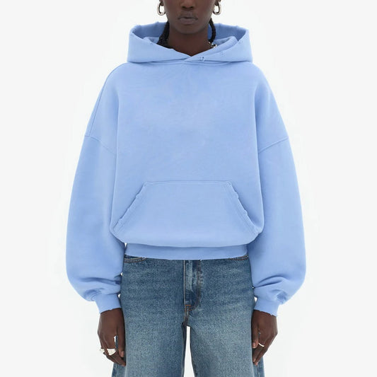 Women’s Oversized Heavyweight Hoodie – Drop Shoulder Fleece - BLUE