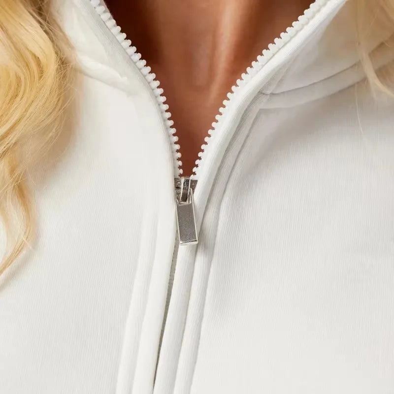 Women’s Quarter Zip Sweatshirt – Oversized Fleece Pullover - LIGHT GRAY