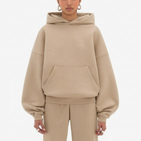 Women’s Oversized Heavyweight Hoodie – Drop Shoulder Fleece - BEIGE