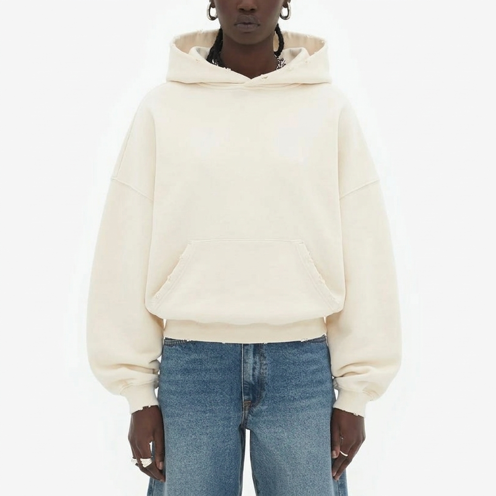 Women’s Oversized Heavyweight Hoodie – Drop Shoulder Fleece - WHITE